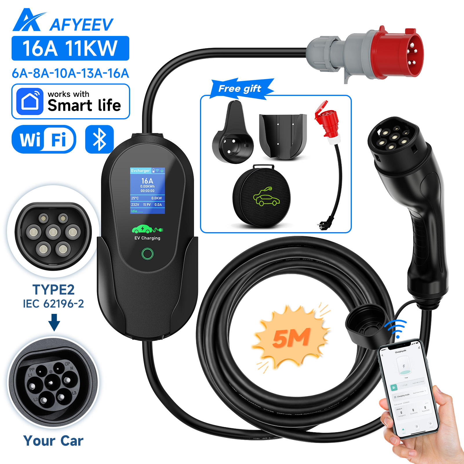 AFYEEV Type2 draagbare EV-opla - Type 2 Portable Ev Charger 11Kw Cee recensie en prijs